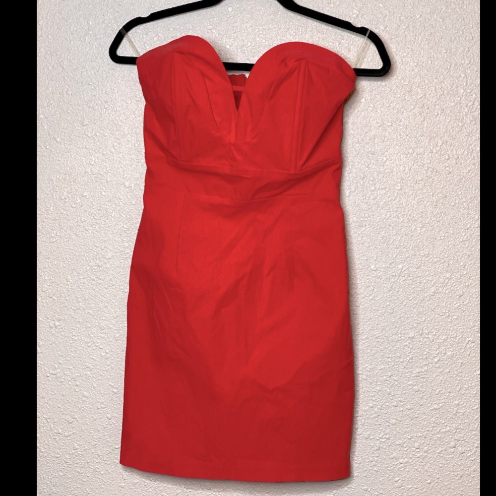 Coral strapless dress